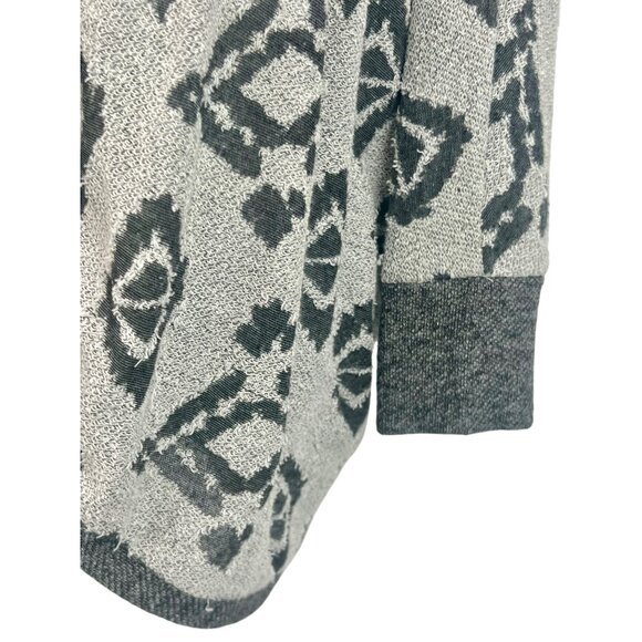 Abercrombie Gray Aztec Open Front Hooded Relaxed Fit Light Knit Cardigan M/L - Picture 4 of 12